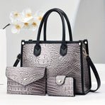Luxury Handbag Set Crocodile Pattern Handbag Three Piece Handbag Set Large - Red - Size 28-10-21