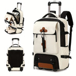 Travel Backpack With Wheels Convertible Backpack Rolling Backpack Australia - Black combined with off - white - Size Routine