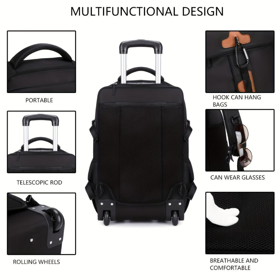 Travel Backpack With Wheels Convertible Backpack Rolling Backpack Australia - Black - Size Routine
