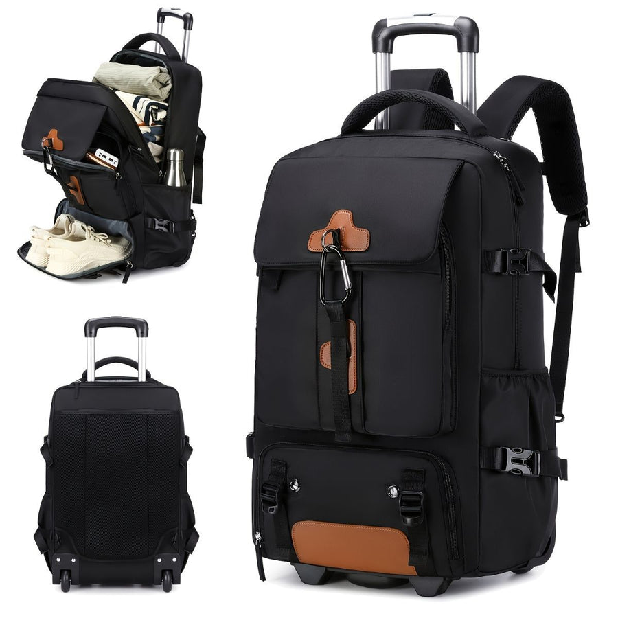 Travel Backpack With Wheels Convertible Backpack Rolling Backpack Australia - Grey - white - Size Routine