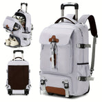 Travel Backpack With Wheels Convertible Backpack Rolling Backpack Australia - Grey - white - Size Routine