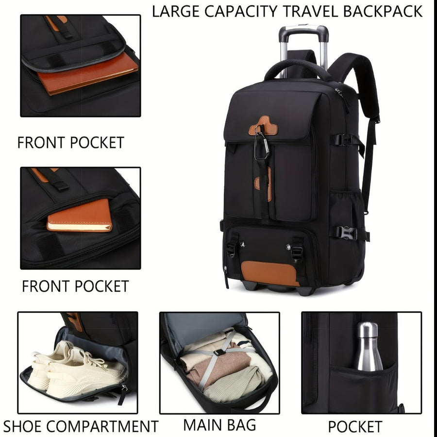 Travel Backpack With Wheels Convertible Backpack Rolling Backpack Australia - Grey - white - Size Routine