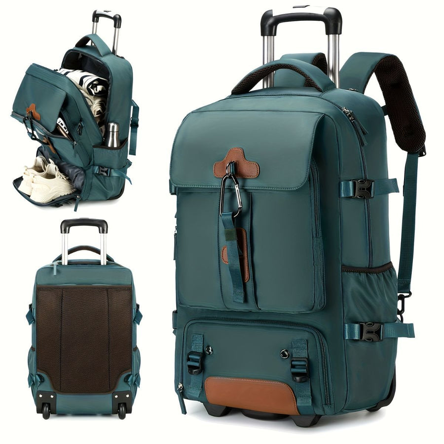 Travel Backpack With Wheels Convertible Backpack Rolling Backpack Australia - Lake blue - Size Routine