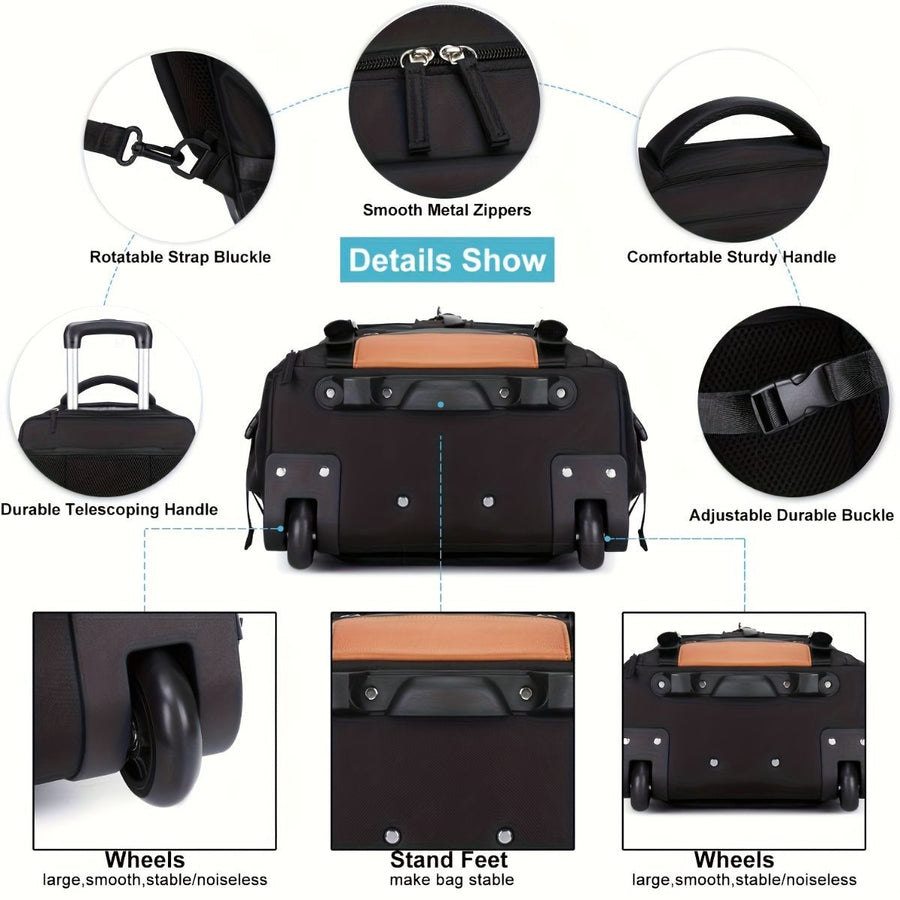 Travel Backpack With Wheels Convertible Backpack Rolling Backpack Australia - Lake blue - Size Routine