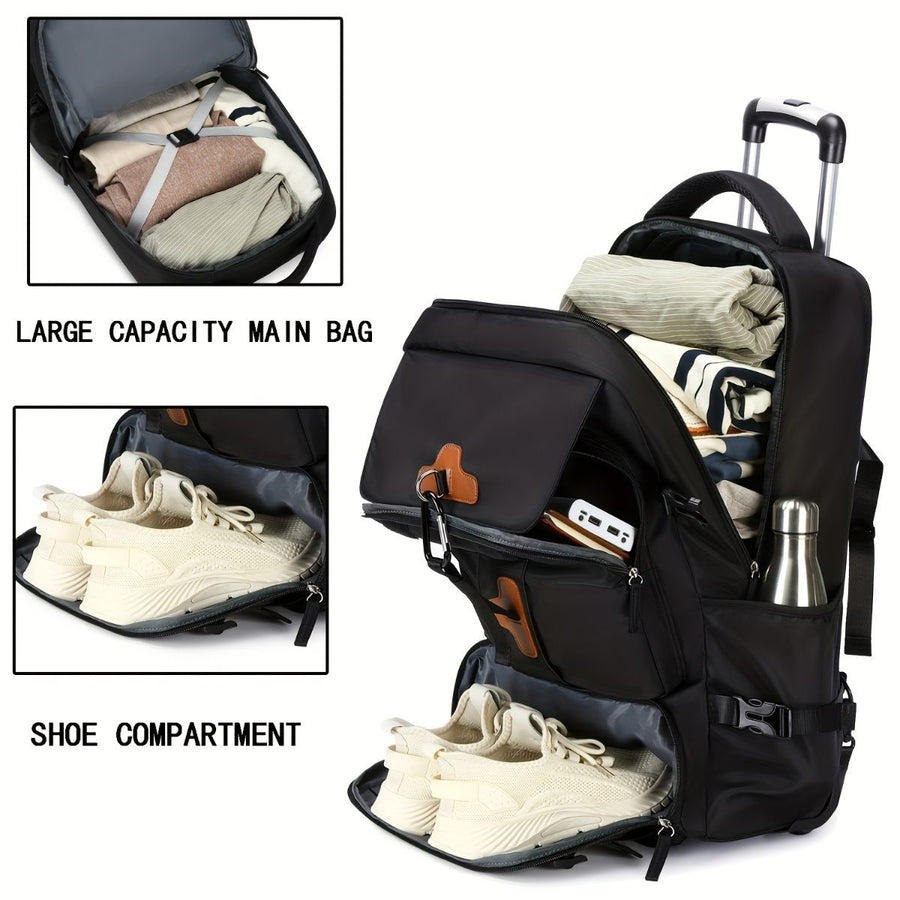 Travel Backpack With Wheels Convertible Backpack Rolling Backpack Australia - Lake blue - Size Routine