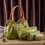 Vintage Bag Set Women'S Bag Set Tote Bag Cross-Body Bag Clutch Card Holder - Black - Size 32-16-20