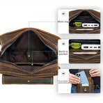brown Brown Black Leather Cross Body Bag Genuine Leather Bag Travel Bag Daily Use Bag Stylish Bag