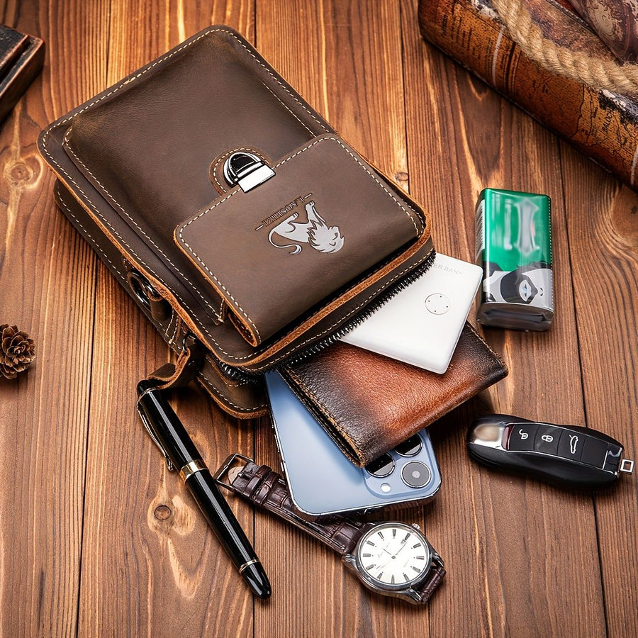 brown Brown Black Leather Cross Body Bag Genuine Leather Bag Travel Bag Daily Use Bag Stylish Bag