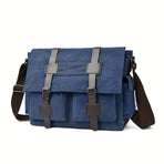 Navy Black Blue Canvas Messenger Bag Travel Bag High-Quality Bag Adjustable Strap Multiple