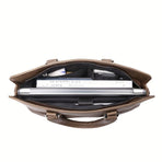 Brown Black Brown Laptop Briefcase Leather Look Travel Bag Work Briefcase For Men Spacious