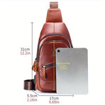 Brown Leather Sling Backpack Top-Grain Cowhide Backpack Travel Sling Bag Stylish