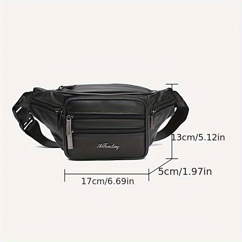 Black Brown Leather Fanny Pack Travel Fanny Pack Multi-Compartment Fanny Pack Adjustable