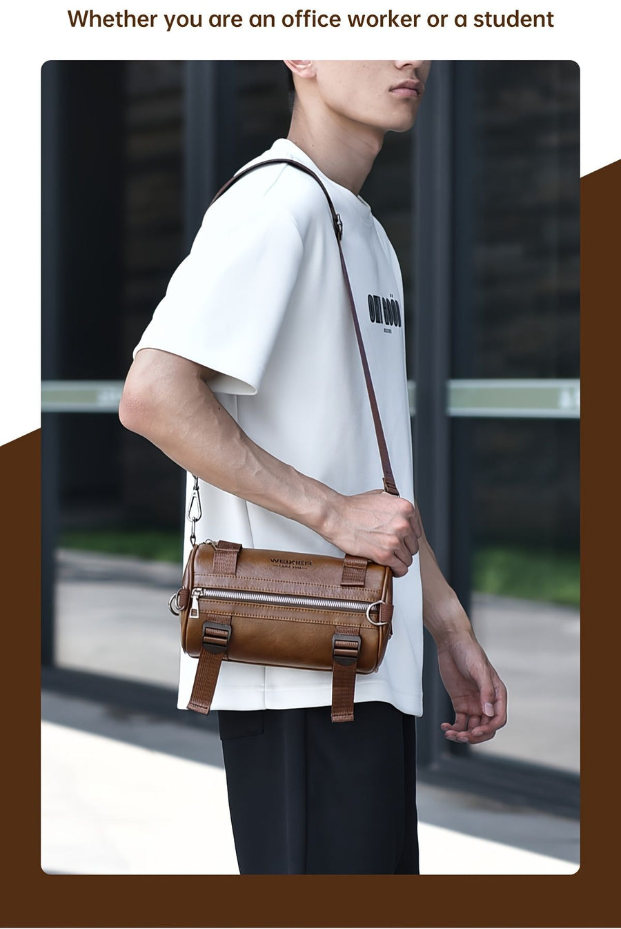 Black Brown Unisex Cross Body Bag Travel Bag Durable Bag Adjustable Strap Bag Multiple