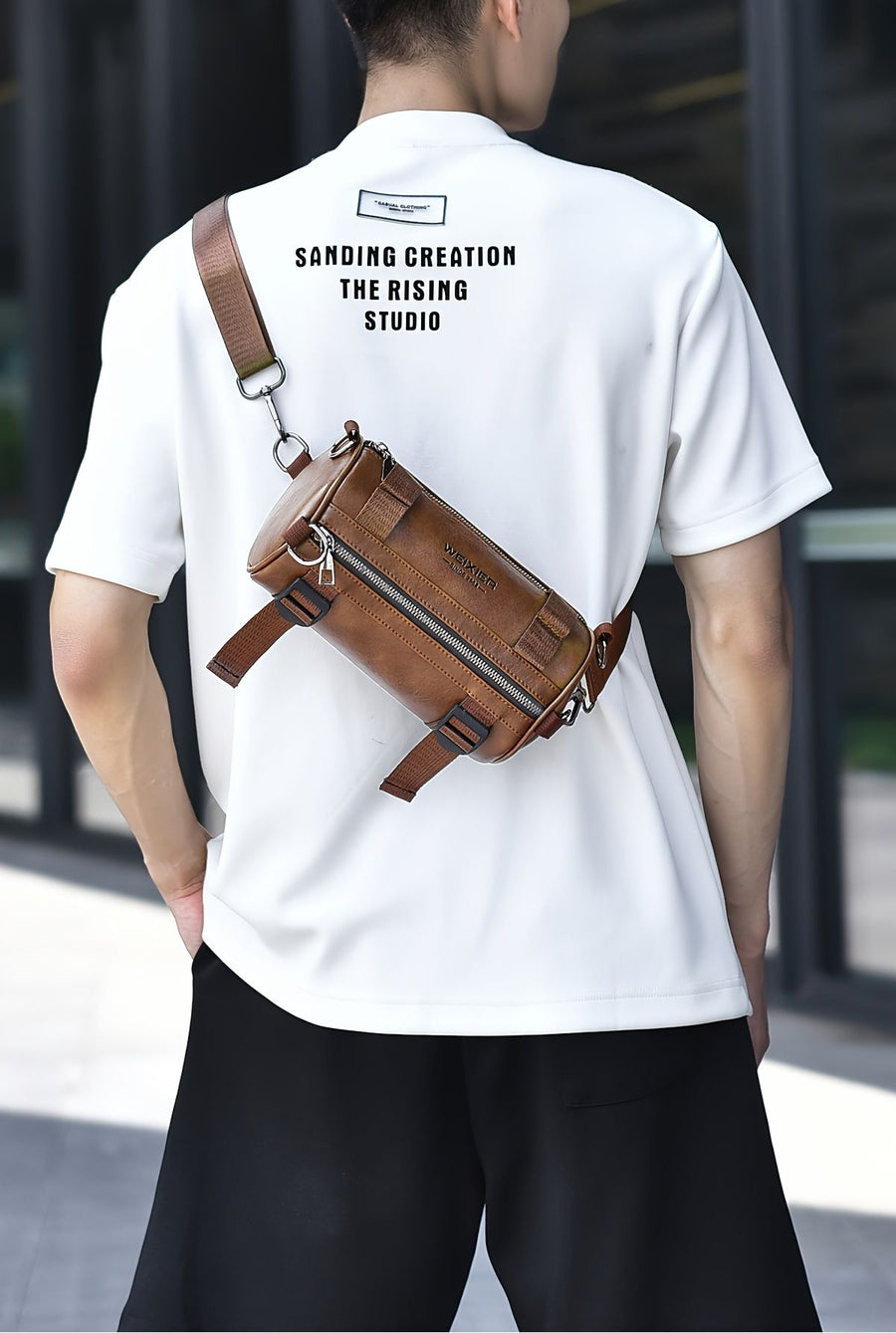 Black Brown Unisex Cross Body Bag Travel Bag Durable Bag Adjustable Strap Bag Multiple