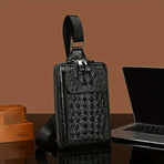 Black Brown Leather Cross-Body Bag Sling Bag Crocodile Pattern Bag Travel Bag Premium