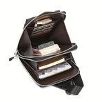 Black Brown Leather Cross-Body Bag Sling Bag Crocodile Pattern Bag Travel Bag Premium