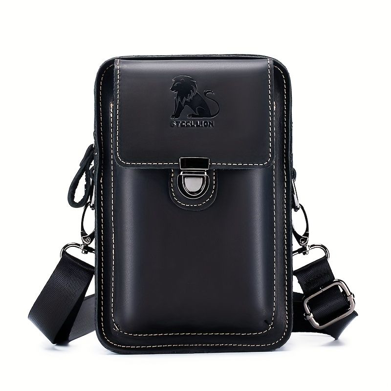 Black brown Leather Cross-Body Bag Genuine Leather Travel Bag Compact Crossbody Purse