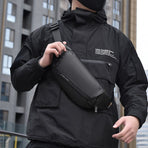 Black Gray Magnetic Closure Backpack Sling Bag Travel Backpack Daypack Crossbody Bag