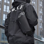 Black Gray Magnetic Closure Backpack Sling Bag Travel Backpack Daypack Crossbody Bag
