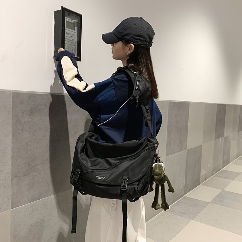 Black Gray Cross Body Bag Travel Bag Trendy Bag Hanging Accessory Durable Bag Spacious Bag