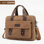 Brown Navy Canvas Laptop Backpack Travel Backpack Durable Laptop Bag Stylish School