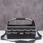 Black Yellow portable tool organizer, tool basket, tool storage, DIY tools, professional tools, tool compartments, Australian tradesperson, workshop organizer, heavy-duty tool carrier