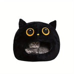 Black White cat bed, cat-shaped bed, cat furniture, cat hideaway, pet comfort, cat cave bed, cozy cat bed, cute cat bed, Australian pet products, cat