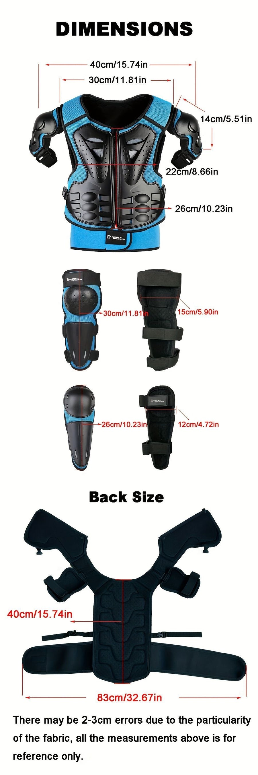 Kids Cycling Armor Cycling Protection Children'S Cycling Gear Chest Guard For - Blue - Size L