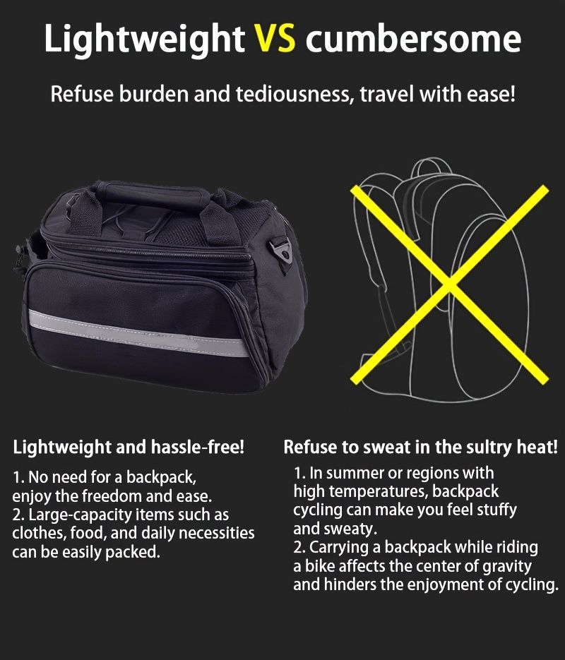 Bicycle Rear Rack Bag Expandable Bike Bag 27L Bike Storage Cycling Accessories - Red - Size L