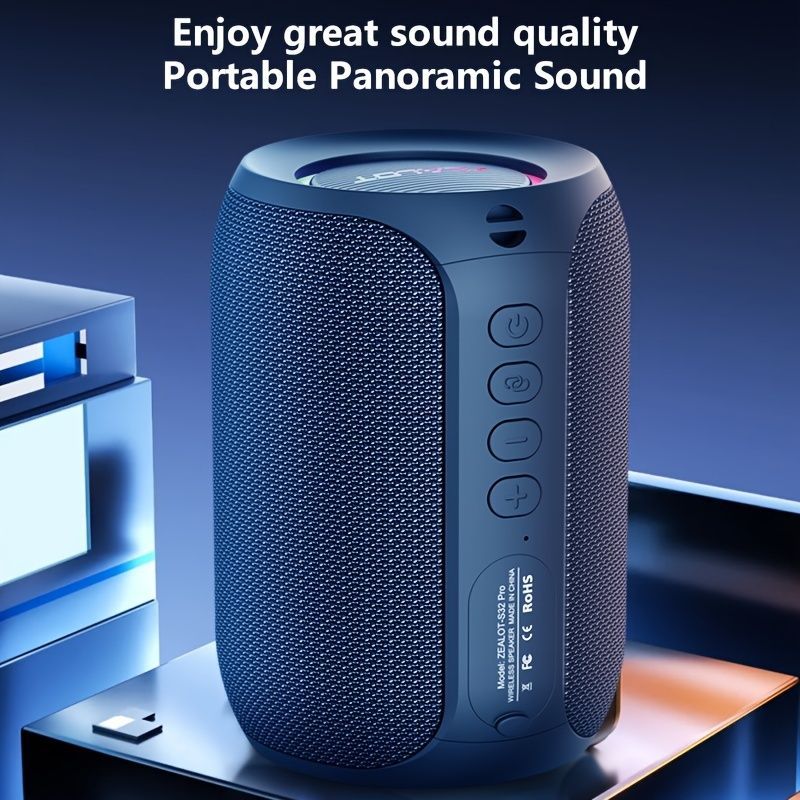 Portable Bluetooth Speaker Compact Speaker High-Quality Sound Long Battery Life - Gray - Size 90-93-128mm