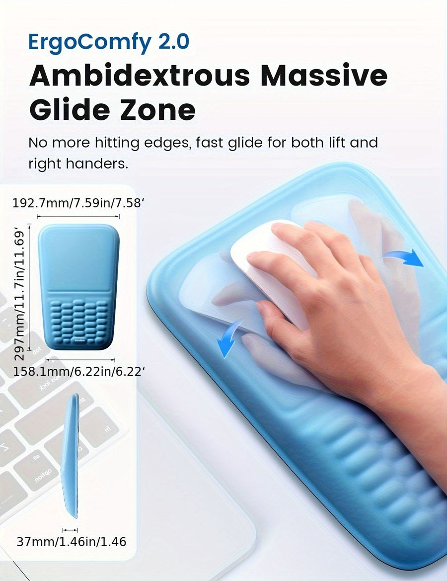 Blue Vaydeer Ergonomic Mouse Pad with Cushioned Wrist Rest and Smooth Tracking Surface