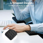 Black ergonomic wrist rest, keyboard wrist support, comfortable typing, wrist cushion, office ergonomics, Australian workspace, carpal tunnel prevention, plush wrist pad