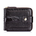 Men'S Wallet Genuine Leather Wallet Alligator-Embossed Wallet Horizontal Wallet - Black - Size m