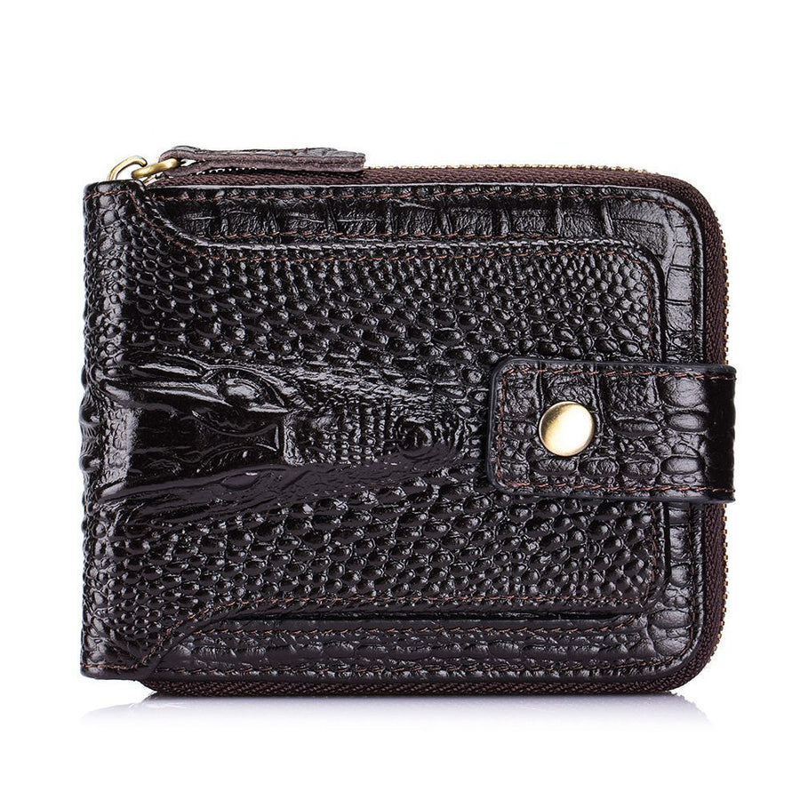 Men'S Wallet Genuine Leather Wallet Alligator-Embossed Wallet Horizontal Wallet - Orange - Size m