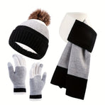 Unisex Knit Hat Scarf Gloves Set Winter Accessories Australia 3-Piece Warm Set - Gray - Size L