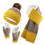 Unisex Knit Hat Scarf Gloves Set Winter Accessories Australia 3-Piece Warm Set - Gray - Size L