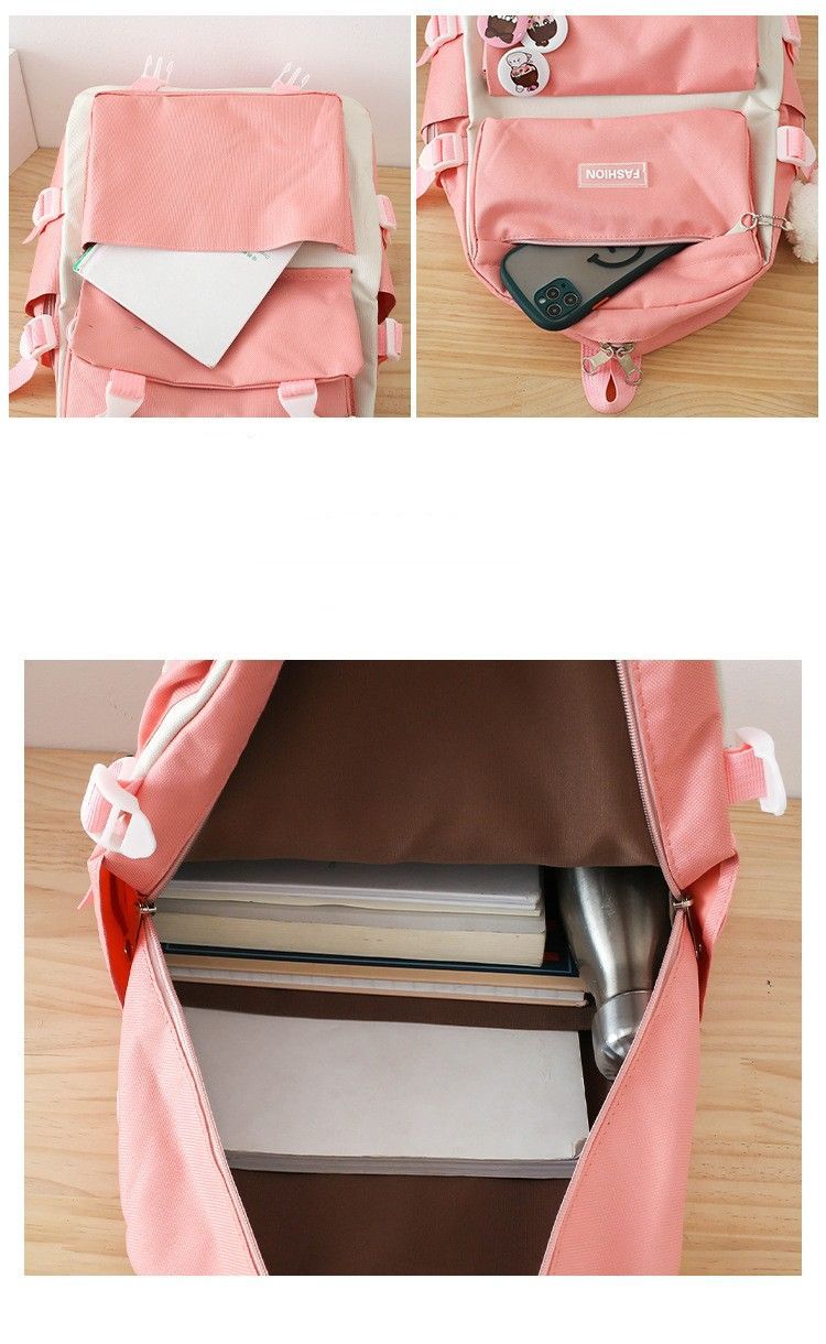 Travel Backpack Backpack Set Fashionable Backpack Colorful Backpack Travel - Pink - Size L