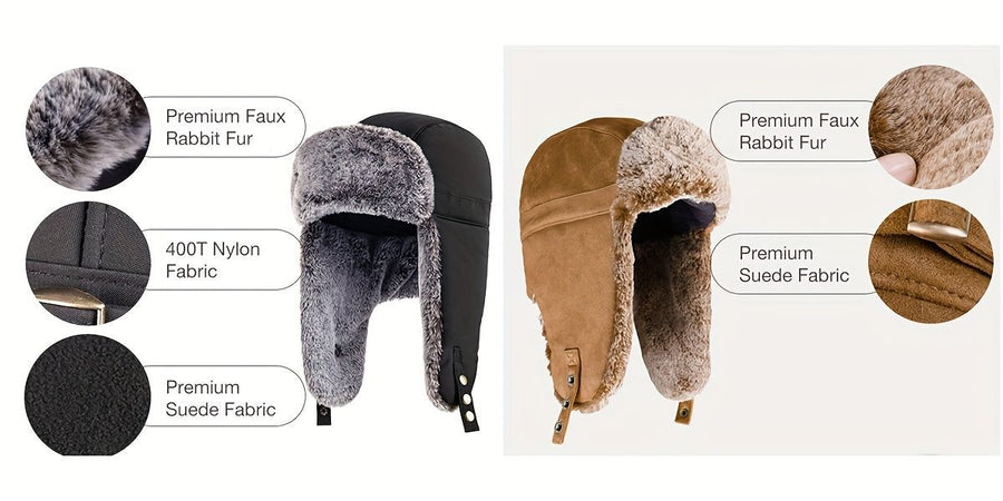 Men'S Winter Hat Hat With Mask Men'S Fashion Beanie Warm Winter Headwear - Black - Size L