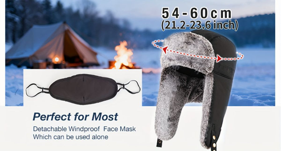 Men'S Winter Hat Hat With Mask Men'S Fashion Beanie Warm Winter Headwear - Khaki - Size L