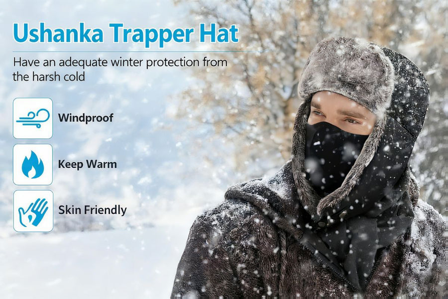 Men'S Winter Hat Hat With Mask Men'S Fashion Beanie Warm Winter Headwear - Khaki - Size L
