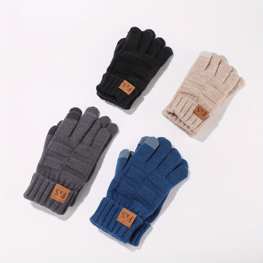 Men'S Winter Hat Men'S Gloves Men'S Scarf Winter Hat And Gloves Set Men'S - Beige - Size L
