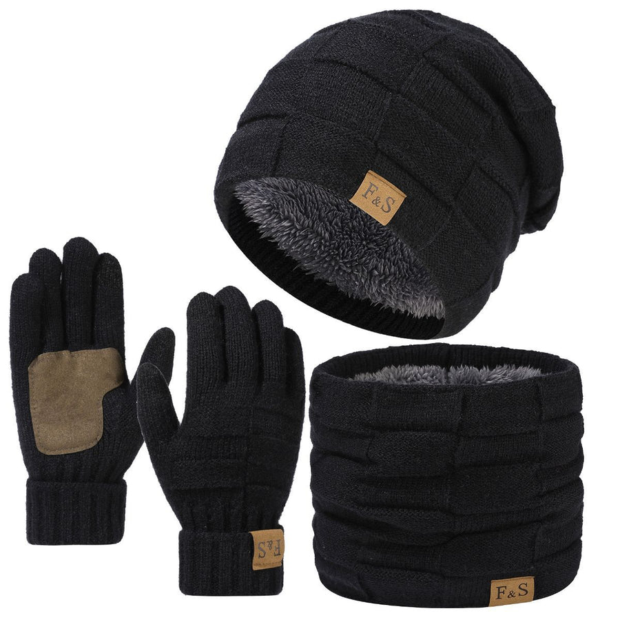 Men'S Winter Hat Men'S Gloves Men'S Scarf Winter Hat And Gloves Set Men'S - Pink - Size L
