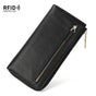 Genuine Leather Wallet RFID Blocking Wallet Long Zipper Clutch Women'S Phone - Black - Size m