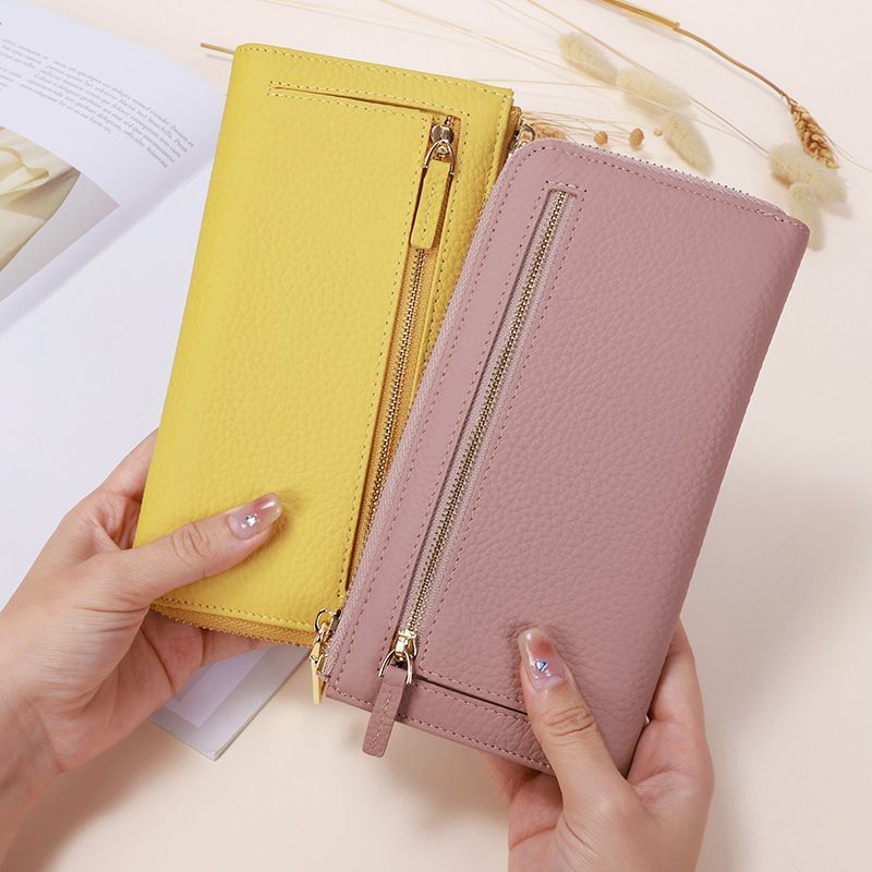 Genuine Leather Wallet RFID Blocking Wallet Long Zipper Clutch Women'S Phone - Black - Size m