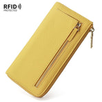 Genuine Leather Wallet RFID Blocking Wallet Long Zipper Clutch Women'S Phone - Pink - Size m