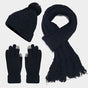 Women'S Winter Accessories Woolen 3 Piece Set Knitted Hat Scarf Touch Screen - Khaki - Size L