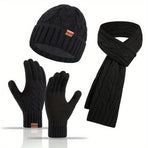 Unisex Winter Accessory Set Beanie Scarf Gloves Winter Fashion Warm Accessories - Gray - Size L