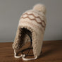 Women'S Knitted Hat Furry Ear-Flap Hat Pom-Pom Hat Winter Accessory Women'S - Black - Size L