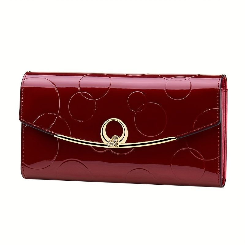 Women'S Genuine Leather Wallet Long Wallet Clutch Large Capacity Wallet - Red - Size m