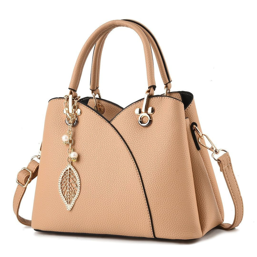 White Tote Bag Women'S Handbag Leaf Charm Bag Stylish Women'S Bag Designer Tote - Khaki - Size 26-13-18